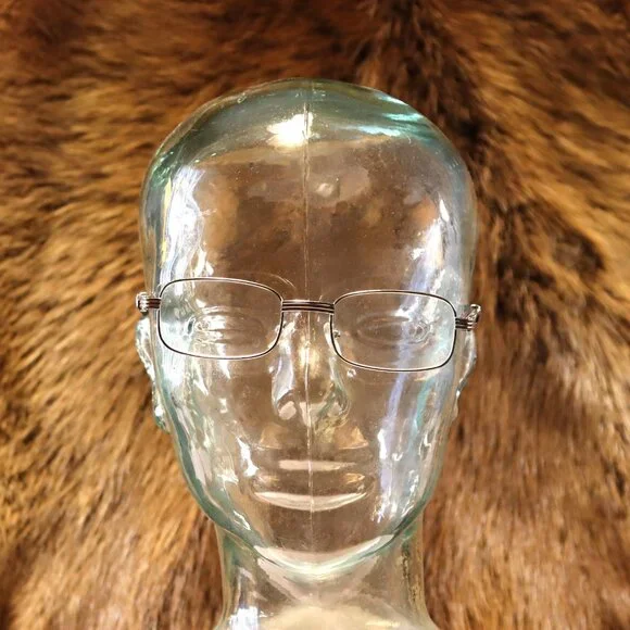 Rimless Rectangle Eyeglasses with Etched Silver Arms - Picture 2 of 2